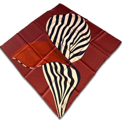 Pierre Cardin Kahve Kiremit Zebra Desenli Tivil İpek Eşarp 8407438-941 31325