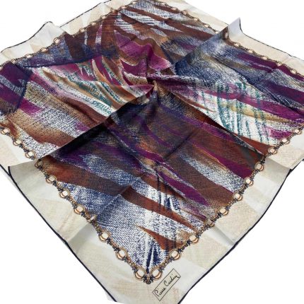 Pierre Cardin Krem-Lacivert Zebra Desen Tivil İpek Eşarp 6298438-922