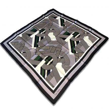 Pierre Cardin Siyah - Gri Geometrik Desen Tivil İpek Eşarp 8339438-912