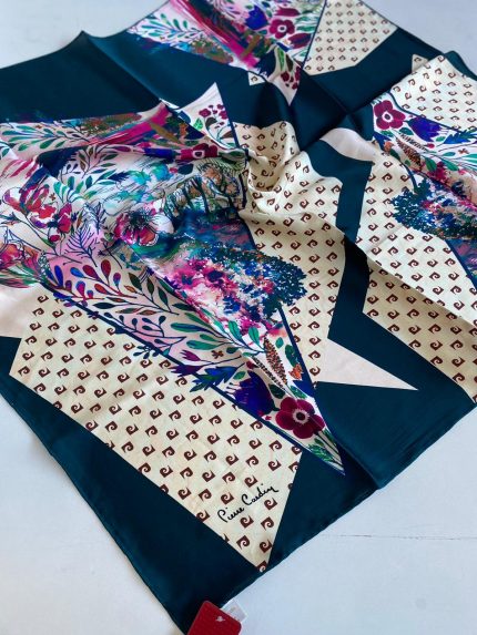 Pierre Cardin Sura İpek Eşarp 43645 Koyu Yeşil Karışık Desen