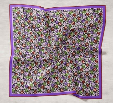 Silk Home Eflatun Karma Desen Tivil İpek Eşarp 11428-04
