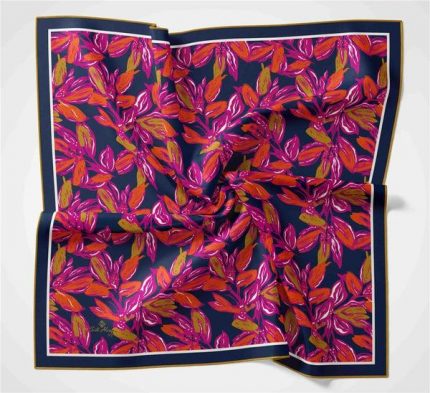 Silk Home Fuşya-Lacivert Çiçek Desen Soft Eşarp 73055-17