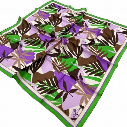 Silk Home Kahve-Mor Yaprak Desen Tivil İpek Eşarp 11406-628