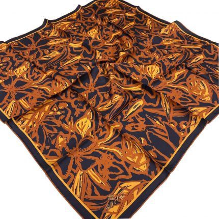 Silk Home Kiremit Çiçek Desen Tivil İpek Eşarp 11419-04