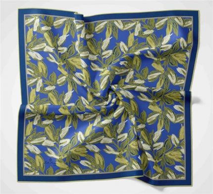 Silk Home Lacivert-Yeşil Çiçek Desen Soft Eşarp 73055-30