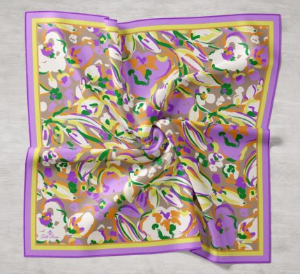 Silk Home Lila-Vizon Desenli Tivil İpek Eşarp 11405-10