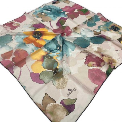 Silk Home Mint Yeşili-Krem Batik Çiçek Desen Soft Eşarp 28732