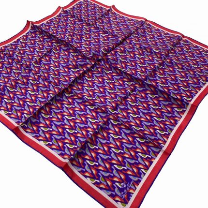 Silk Home Mor-Pembe Geometrik Desenli Tivil İpek Eşarp 11413-217