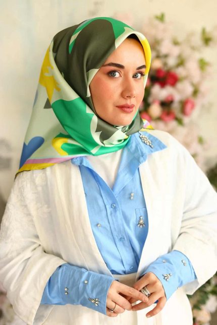 Silk Home Sarı Pembe Karma Desen Tivil İpek Eşarp 11425-01