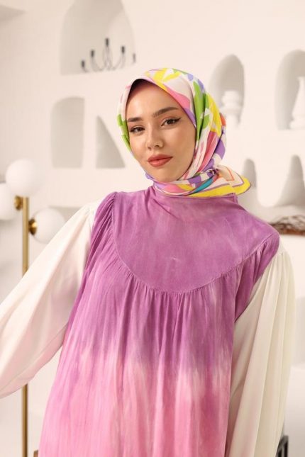 Silk Home Sarı Yaprak Desen Tivil İpek Eşarp 11406-36
