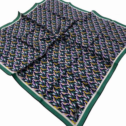 Silk Home Siyah-Yeşil Geometrik Desenli Tivil İpek Eşarp 11413-219