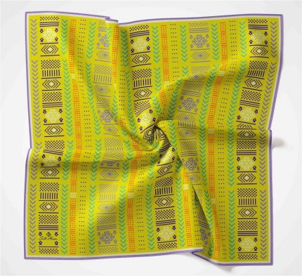Silk Home Soft Eşarp 35670 Geometrik Desen Yağ Yeşili-Lila