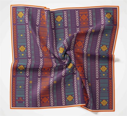 Silk Home Soft Eşarp 35676 Geometrik Desen Mor-Turuncu