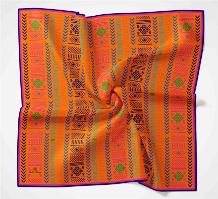 Silk Home Soft Eşarp 35679 Geometrik Desen Turuncu-Pembe