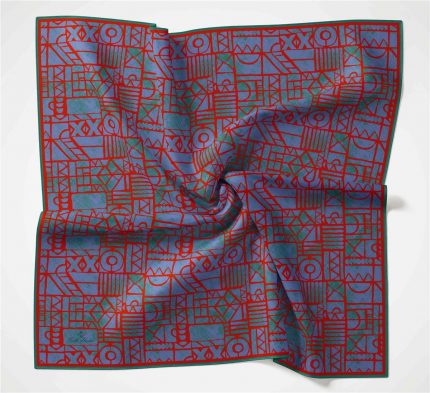 Silk Home Soft Eşarp 36662 Mat Mavi-Turuncu Karma Desen