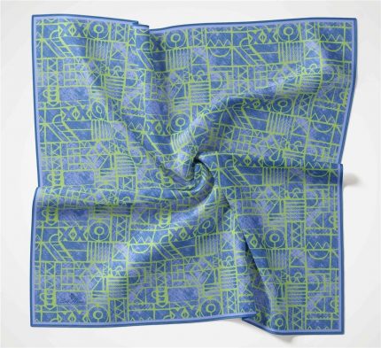 Silk Home Soft Eşarp 36669 Mavi-Yeşil Karma Desen