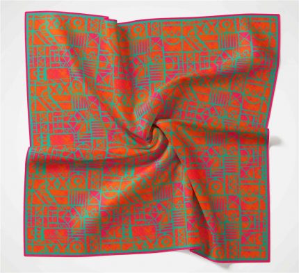 Silk Home Soft Eşarp 36672 Turuncu-Yeşil Karma Desen
