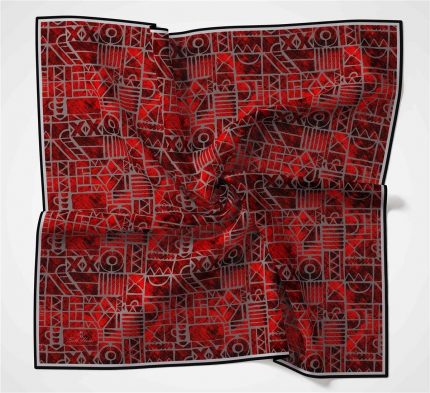 Silk Home Soft Eşarp 36673 Magenta Kırmızısı-Gri Karma Desen