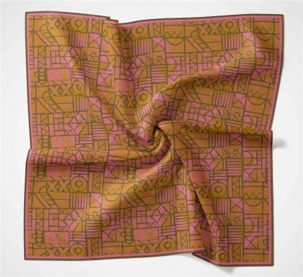 Silk Home Soft Eşarp 36679 Pembe-Yağ Yeşili Karma Desen