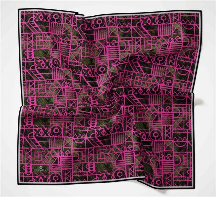 Silk Home Soft Eşarp 36684 Haki-Pembe  Karma Desen