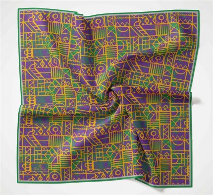 Silk Home Soft Eşarp 36697 Mor Yeşil Karma Desen