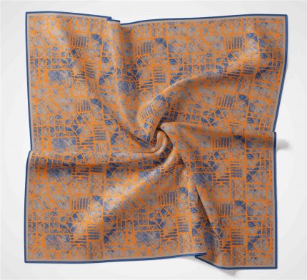 Silk Home Soft Eşarp 36706 Turuncu Mavi Karma Desen