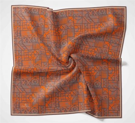 Silk Home Soft Eşarp 36714 Kahverengi Turuncu Karma Desen
