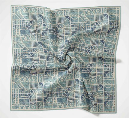 Silk Home Soft Eşarp 36716 Krem Turkuaz Karma Desen