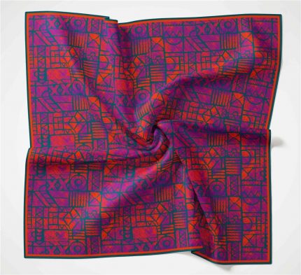 Silk Home Soft Eşarp 36720 Mor Turuncu Karma Desen