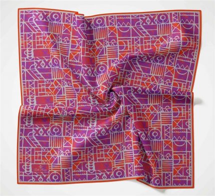 Silk Home Soft Eşarp 36721 Mor Turuncu Karma Desen