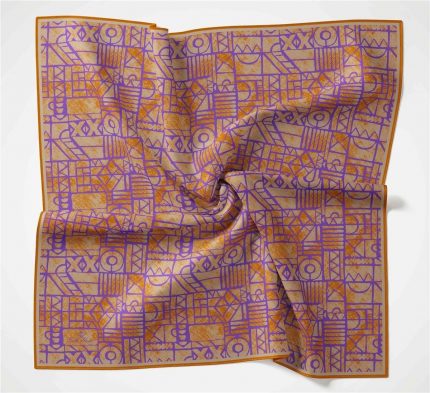 Silk Home Soft Eşarp 36722 Mor Turuncu Karma Desen