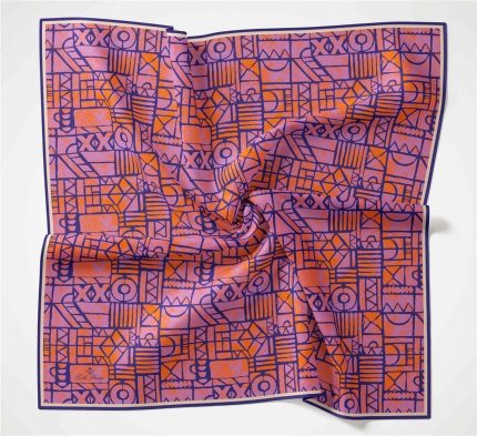 Silk Home Soft Eşarp 36726 Lacivert Turuncu Karma Desen