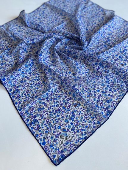 Silk Home Soft Eşarp 37003 Mavi Çiçek Desen
