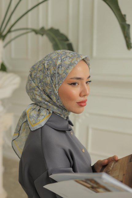 Silk Home Soft Eşarp 37014 Gri Çiçek Desen