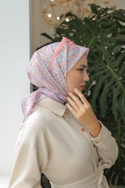 Silk Home Soft Eşarp 37025 Eflatun Çiçek Desen