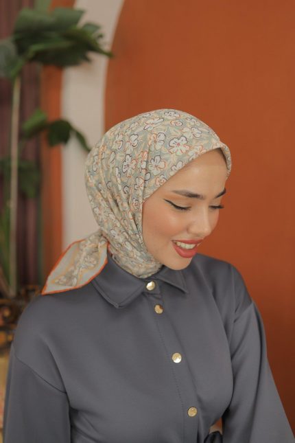 Silk Home Soft Eşarp 37037 Gri Çiçek Desen