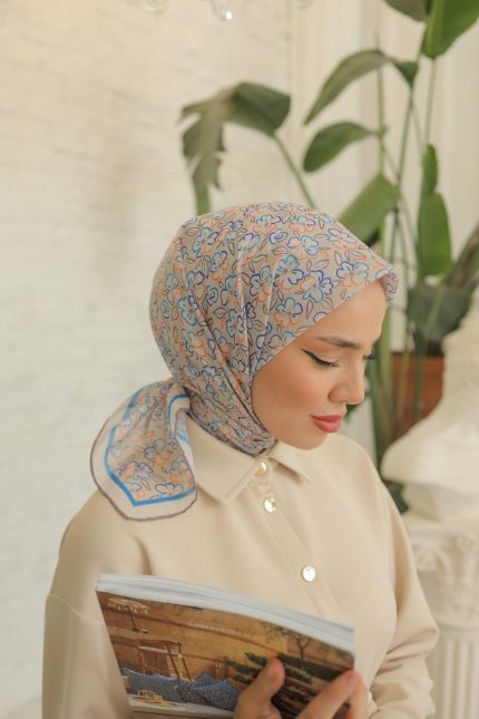 Silk Home Soft Eşarp 37051 Gri Çiçek Desen