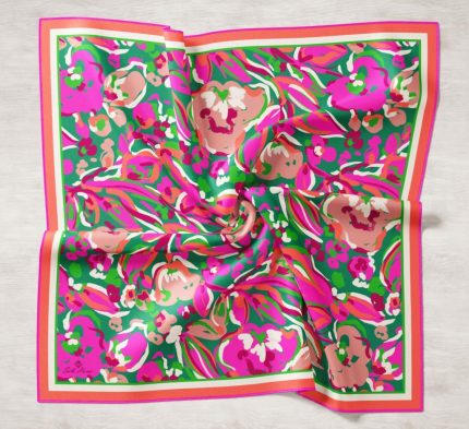 Silk Home Somon-Fuşya Desenli Tivil İpek Eşarp 11405-28