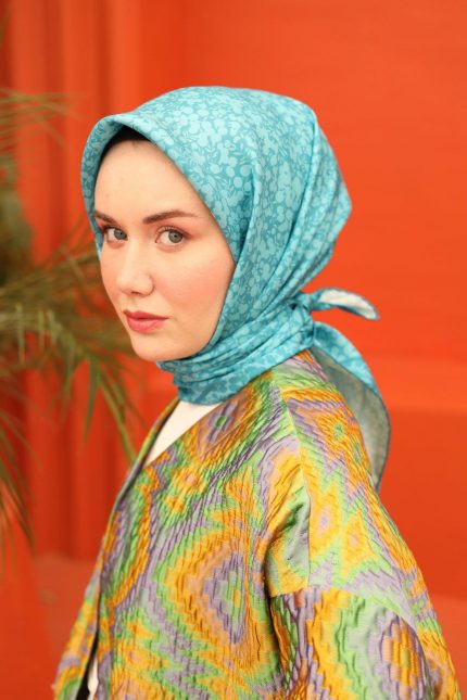 Silk Home Tivil İpek Eşarp 11435-41 Turkuaz,Mavi