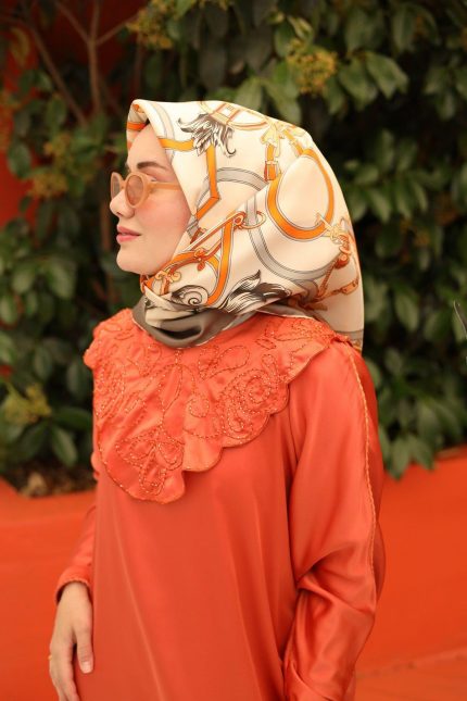 Silk Home Tivil İpek Eşarp 11436-04 Gri Karışık Desen