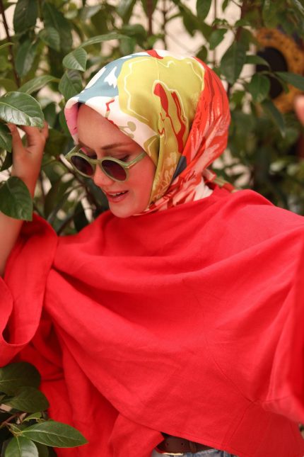 Silk Home Tivil İpek Eşarp 11437-42 Pembe Karışık Desen