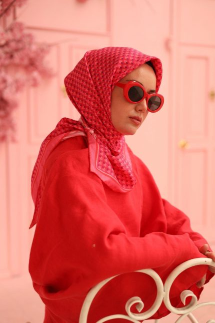Silk Home Tivil İpek Eşarp 11438-42 Pembe, Nar Çiçeği