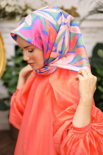Silk Home Tivil İpek Eşarp 11439-21 Saks Karışık Desen