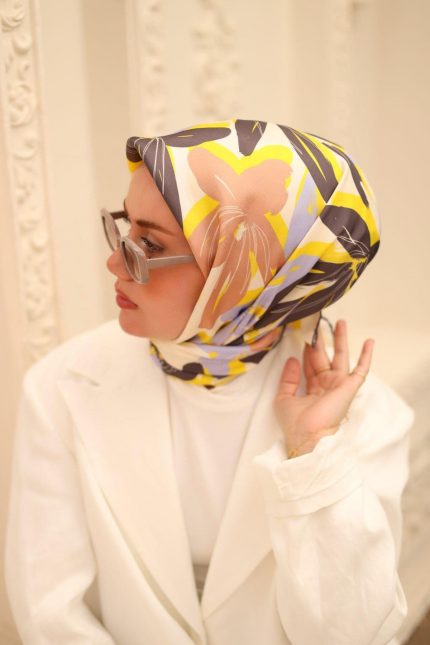 Silk Home Tivil İpek Eşarp 11439-51 Bebe Mavisi Karışık Desen