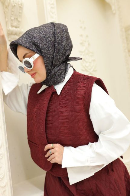 Silk Home Tivil İpek Eşarp 11459-12 Küllü Gri Karışık Desen