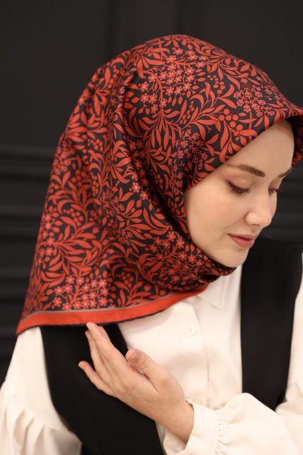 Silk Home Tivil İpek Eşarp 11464-39 Mercan Karışık Desen