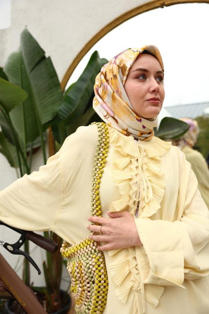 Silk Home Tivil İpek Eşarp 11467-31 Sarı Karışık Desen