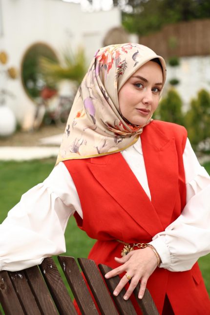 Silk Home Tivil İpek Eşarp 11467-35 Vizon Karışık Desen