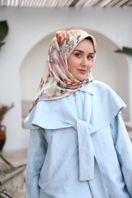 Silk Home Tivil İpek Eşarp 11467-37 Gümüş Karışık Desen