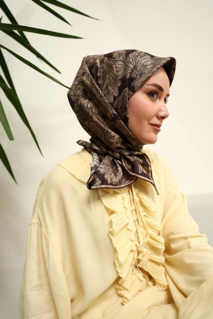 Silk Home Tivil İpek Eşarp 11468-29 Acı Kahve Karışık Desen